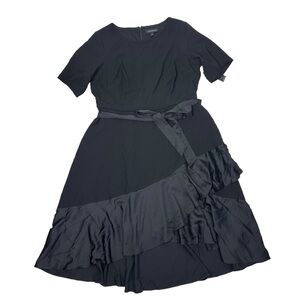 NWT Lane Bryant Black A-Line Ruffle Hem Dress Size 20 Cocktail Dark Romantic